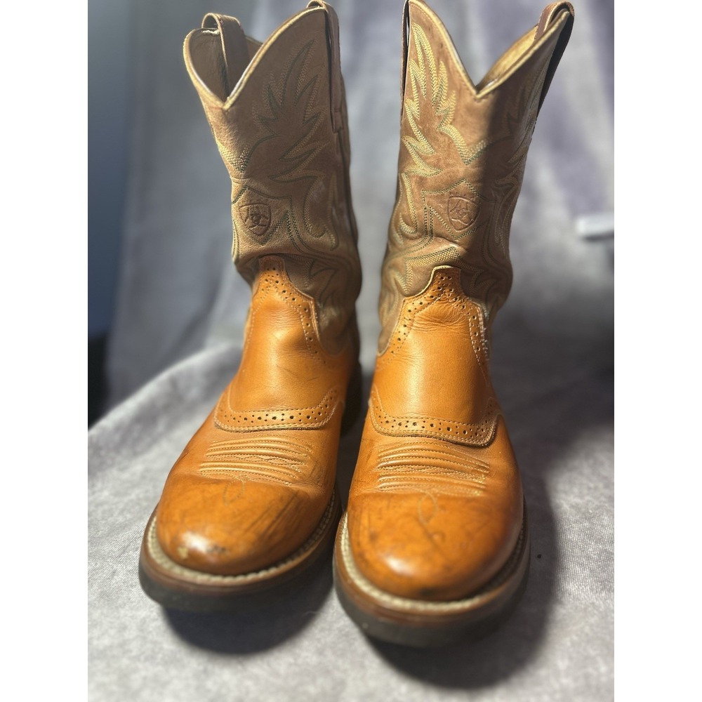 Ariat Heritage R Toe Western Cowboy Boots Brown Leather Men's 8 D Style 1000224